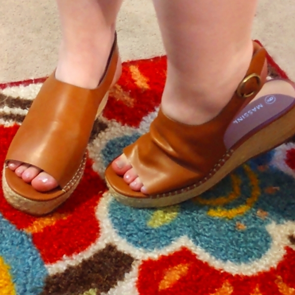 🤎 NWOT Wedge Sandals 🧡 Massini Maria Open Toe - Picture 7 of 7